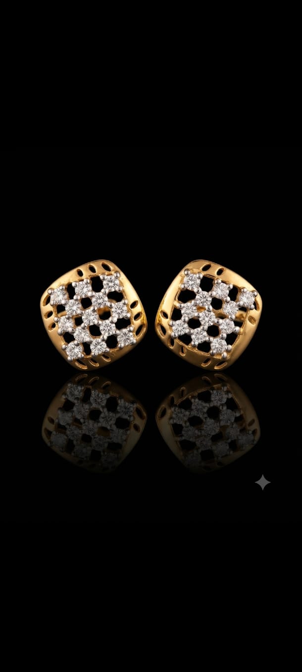 Cushion Lattice Crystal Stud Earrings