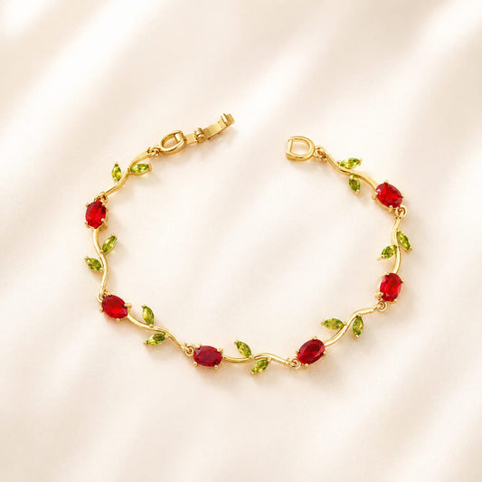 Tulip Vine Bracelet — Ruby Red & Gold