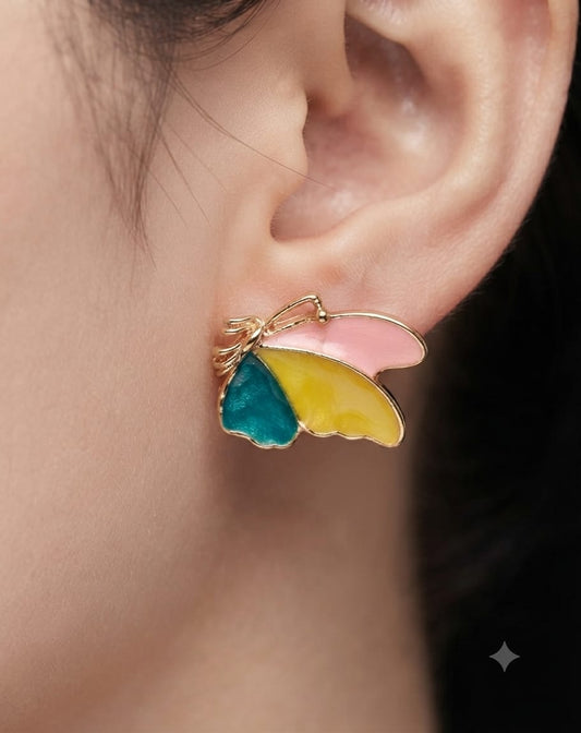 Butterfly Enamel Stud Earrings — Multi-Colour