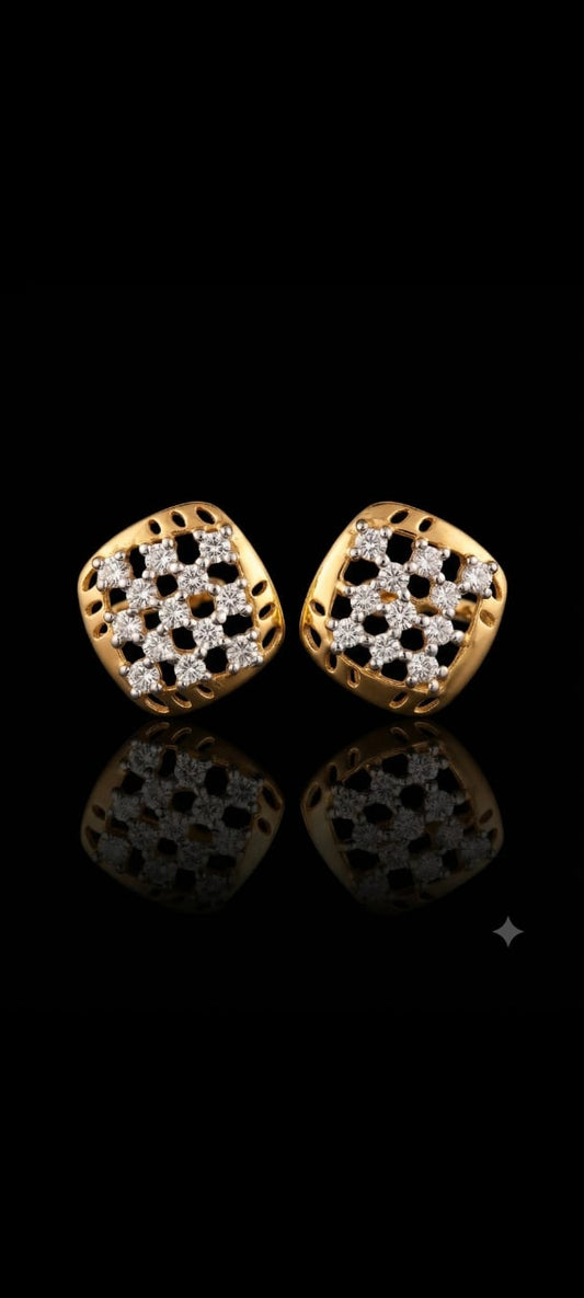 Cushion Lattice Crystal Stud Earrings